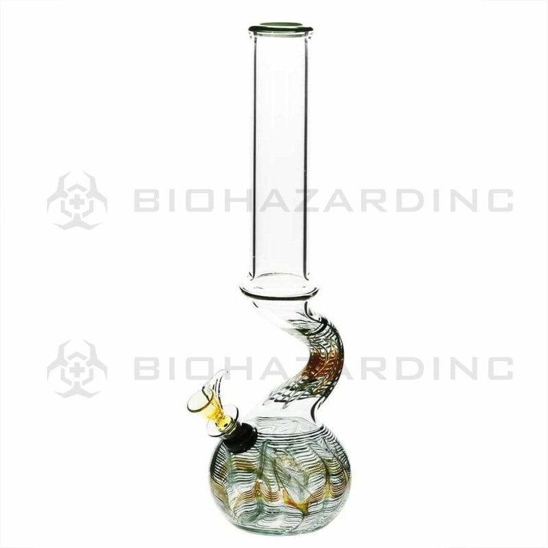 Biohazard Inc Glass Bong 13" 38mm Bend Water Pipe w/ Slide - Green Rake