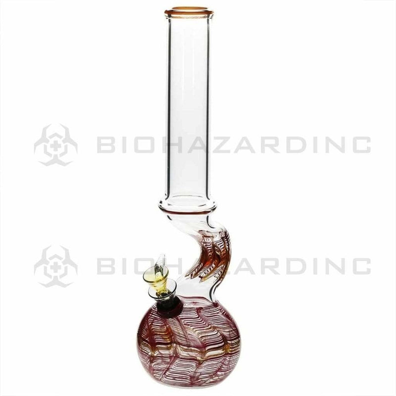 Biohazard Inc Glass Bong 13" 38mm Bend Water Pipe w/ Slide - Red Rake