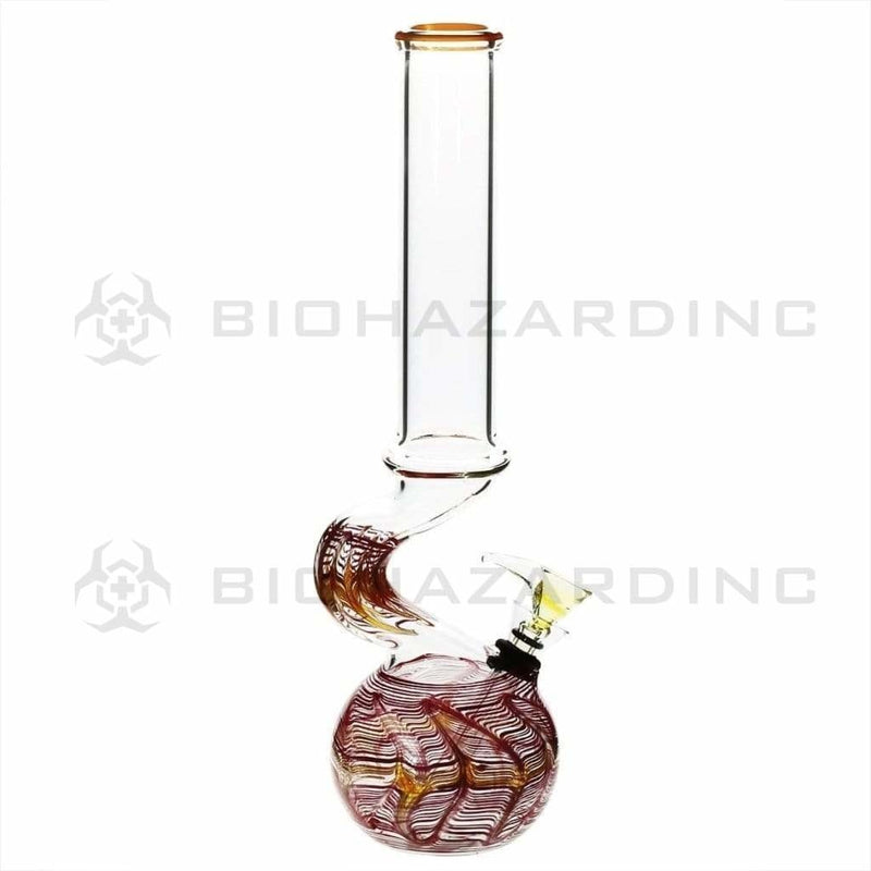 Biohazard Inc Glass Bong 13" 38mm Bend Water Pipe w/ Slide - Red Rake