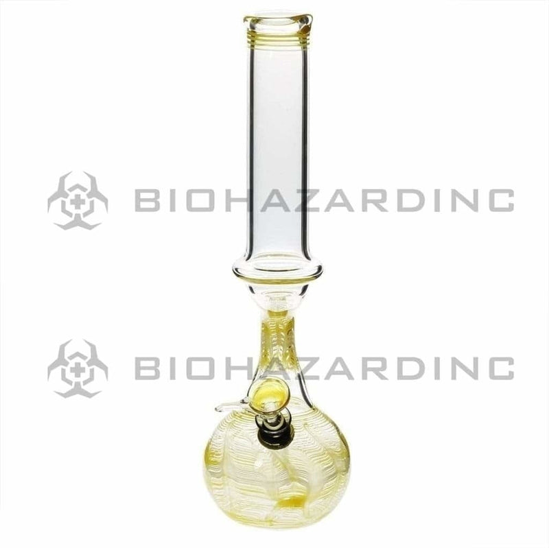 Biohazard Inc Glass Bong 13" 38mm Bend Water Pipe w/ Slide - Yellow Rake