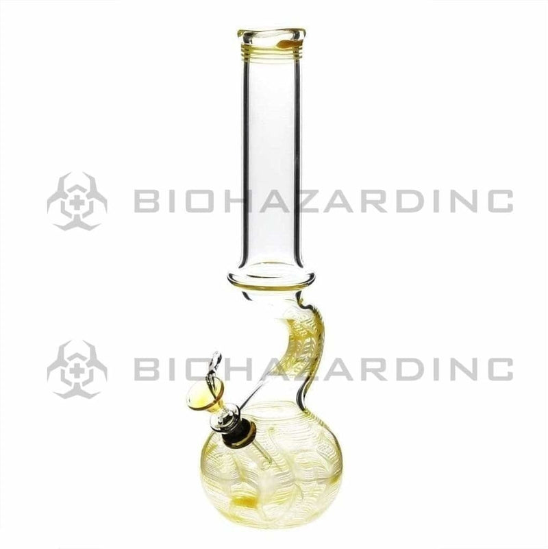 Biohazard Inc Glass Bong 13" 38mm Bend Water Pipe w/ Slide - Yellow Rake