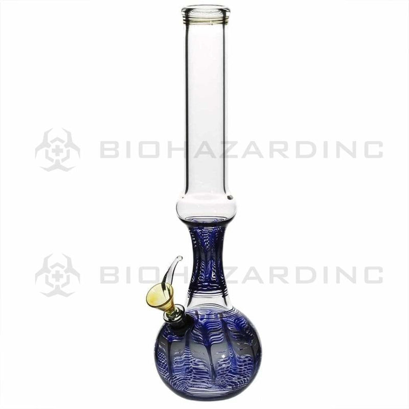 Biohazard Inc Glass Bong 13" 38mm Ring Water Pipe w/ Slide - Blue Rake