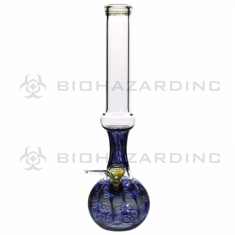 Biohazard Inc Glass Bong 13" 38mm Ring Water Pipe w/ Slide - Blue Rake