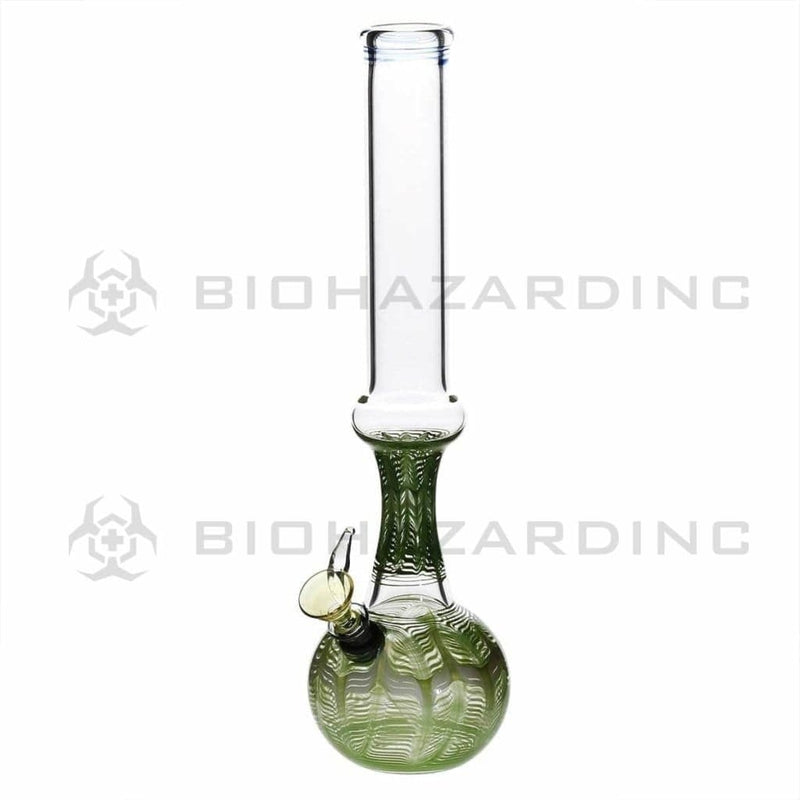 Biohazard Inc Glass Bong 13" 38mm Ring Water Pipe w/ Slide - Green Rake