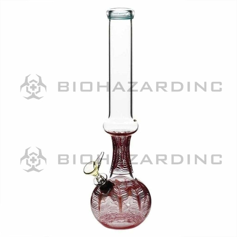 Biohazard Inc Glass Bong 13" 38mm Ring Water Pipe w/ Slide - Red Rake