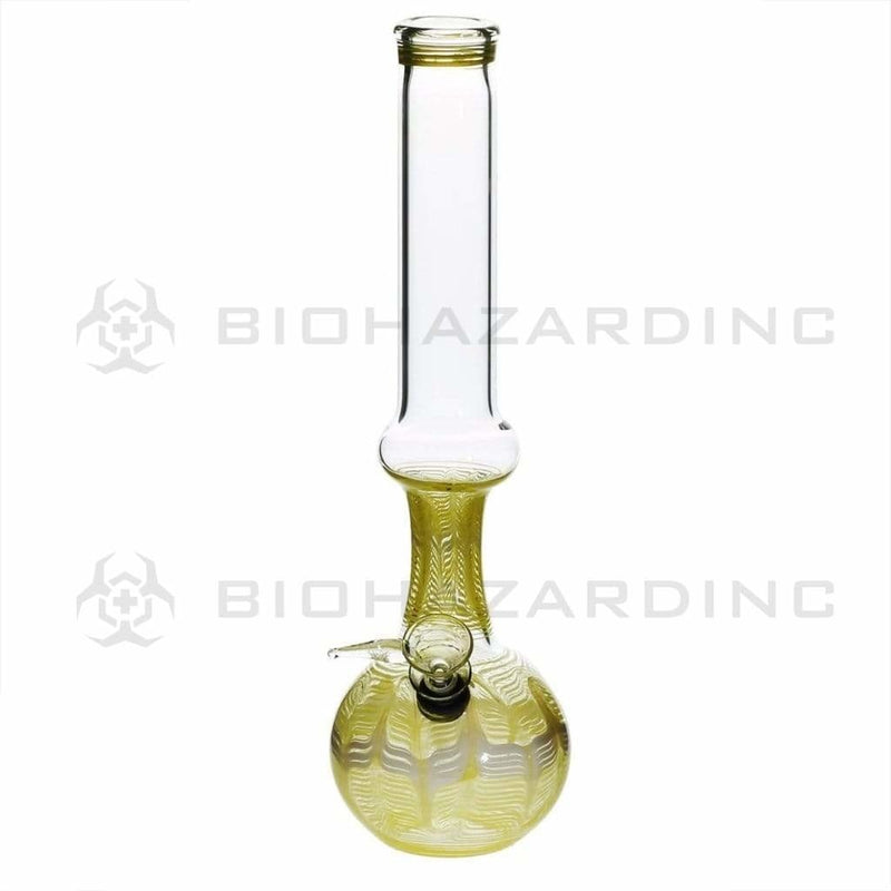 Biohazard Inc Glass Bong 13" 38mm Ring Water Pipe w/ Slide - Yellow Rake