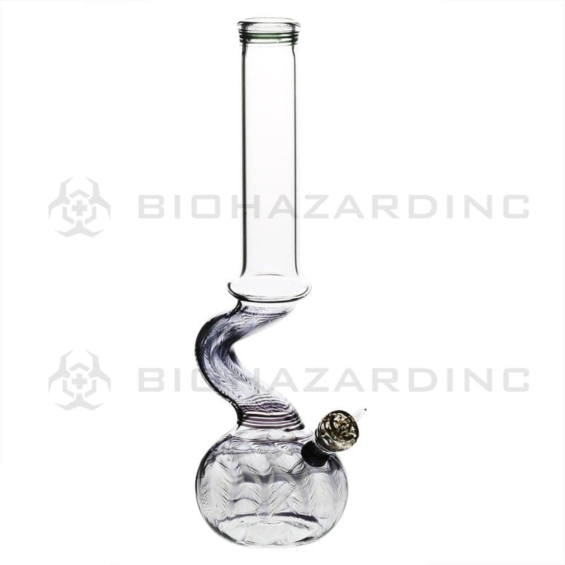 Biohazard Inc Glass Bong 13" 44mm Bend Water Pipe w/ Slide - Black Rake