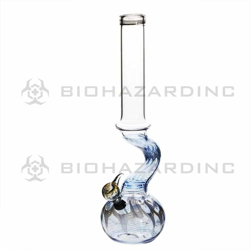 Biohazard Inc Glass Bong 13" 44mm Bend Water Pipe w/ Slide - Blue Rake