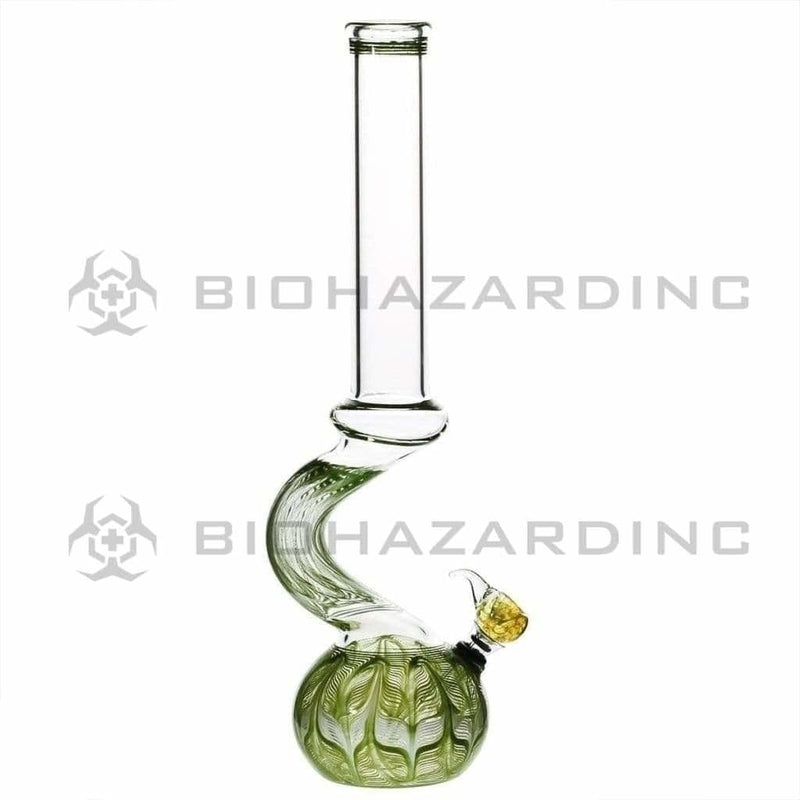 Biohazard Inc Glass Bong 13" 44mm Bend Water Pipe w/ Slide - Green Rake