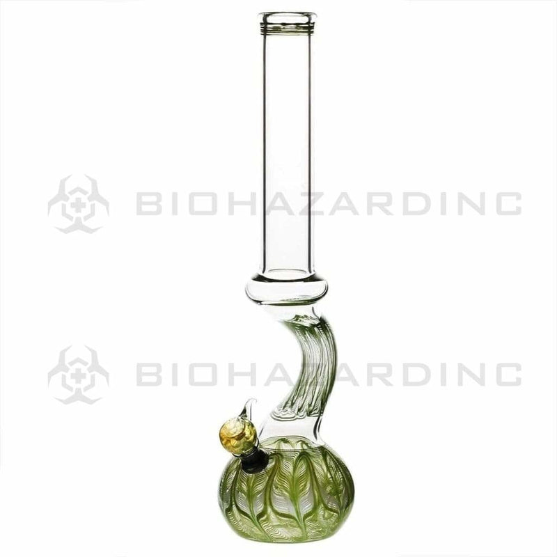 Biohazard Inc Glass Bong 13" 44mm Bend Water Pipe w/ Slide - Green Rake