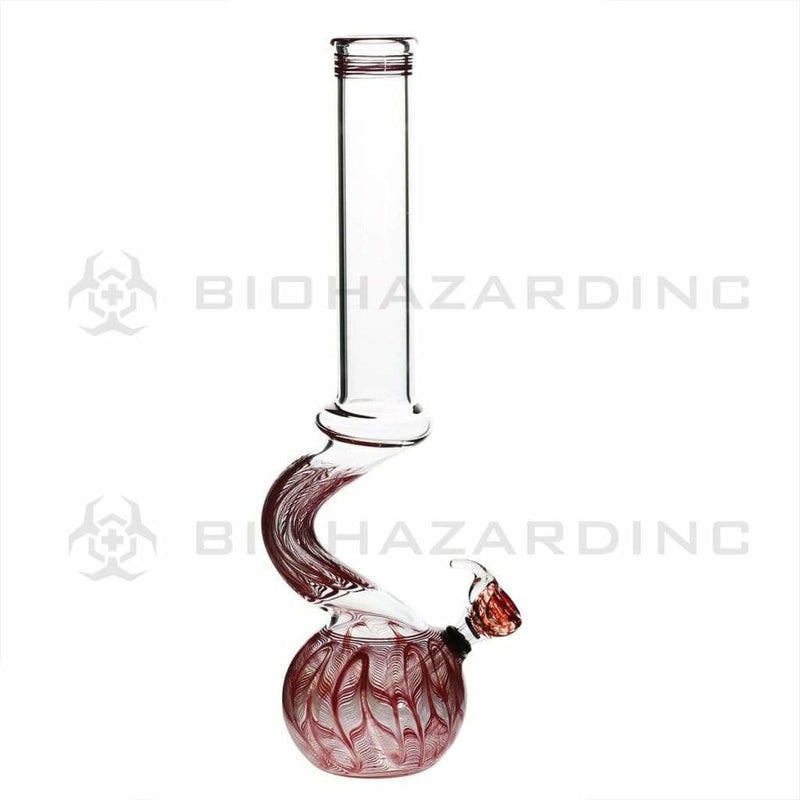 Biohazard Inc Glass Bong 13" 44mm Bend Water Pipe w/ Slide - Red Rake