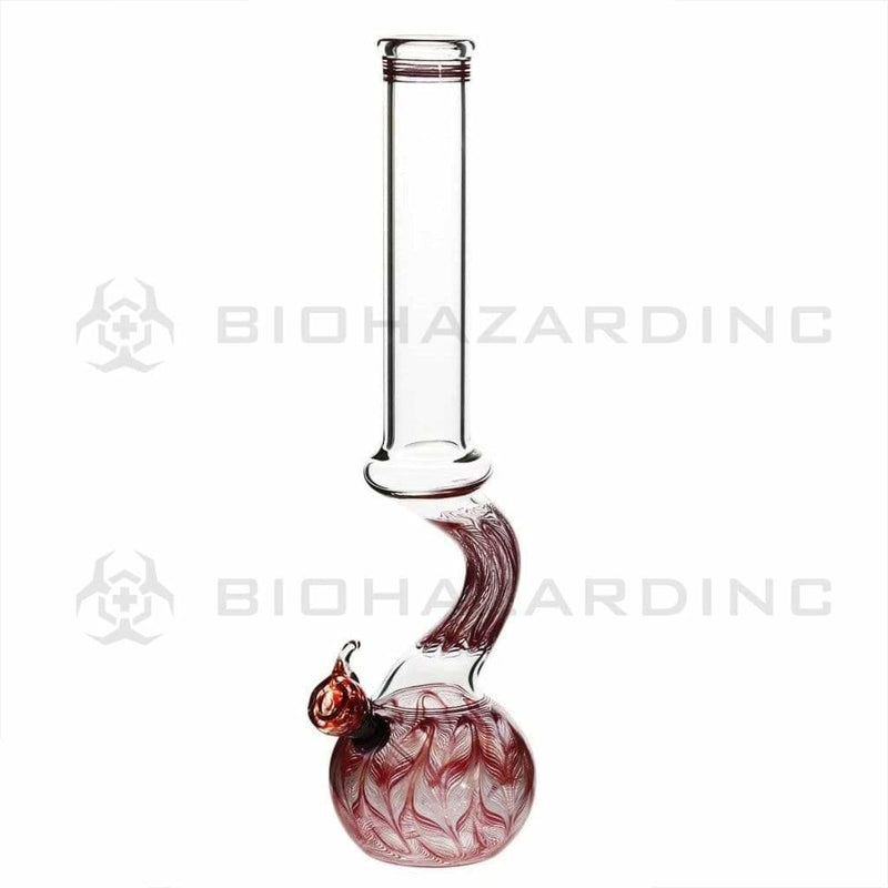 Biohazard Inc Glass Bong 13" 44mm Bend Water Pipe w/ Slide - Red Rake