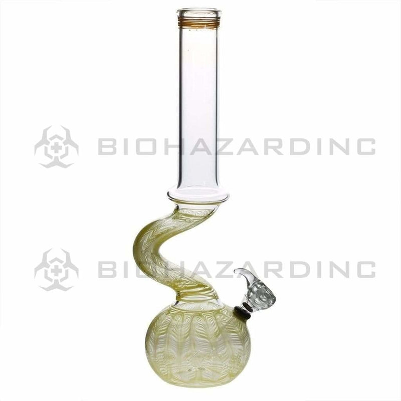 Biohazard Inc Glass Bong 13" 44mm Bend Water Pipe w/ Slide - Yellow Rake