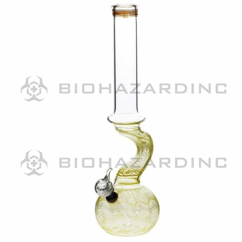 Biohazard Inc Glass Bong 13" 44mm Bend Water Pipe w/ Slide - Yellow Rake