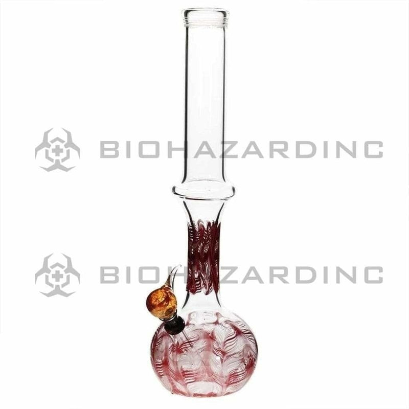 Biohazard Inc Glass Bong 13" 44mm Ring Water Pipe w/ Slide - Red Rake