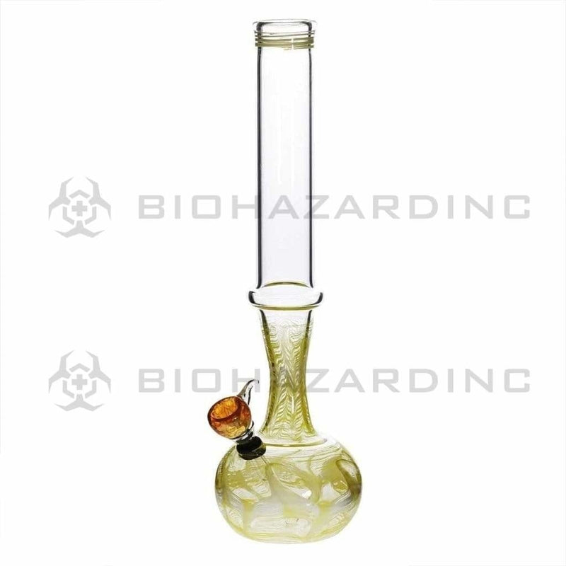 Biohazard Inc Glass Bong 13" 44mm Ring Water Pipe w/ Slide - Yellow Rake