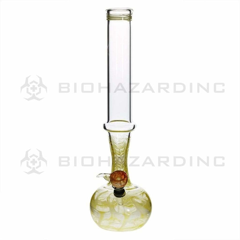 Biohazard Inc Glass Bong 13" 44mm Ring Water Pipe w/ Slide - Yellow Rake