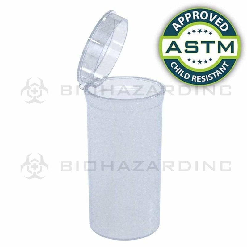 Biohazard Inc Child Resistant Pop Top Bottle 13 Dram - Clear CR Pop Top - 315 Count