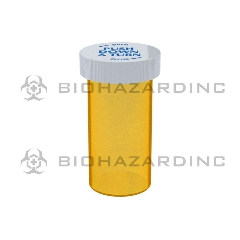 Biohazard Inc Push & Turn Vial 13 Dram - Push & Turn Cap Vial Amber - 310 Count