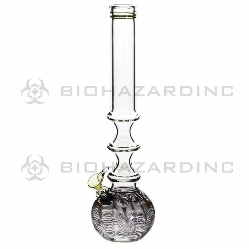 Biohazard Inc Glass Bong 14" 38mm Three Ring Water Pipe w/ Slide - Black Rake