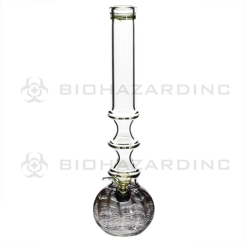 Biohazard Inc Glass Bong 14" 38mm Three Ring Water Pipe w/ Slide - Black Rake