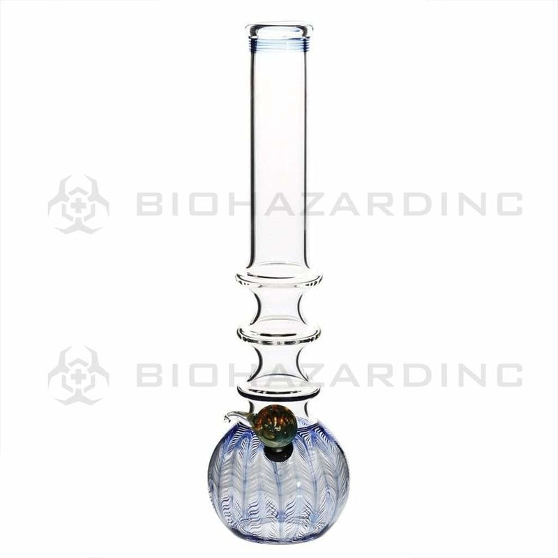 Biohazard Inc Glass Bong 14" 44mm Three Ring Water Pipe w/ Slide - Blue Rake