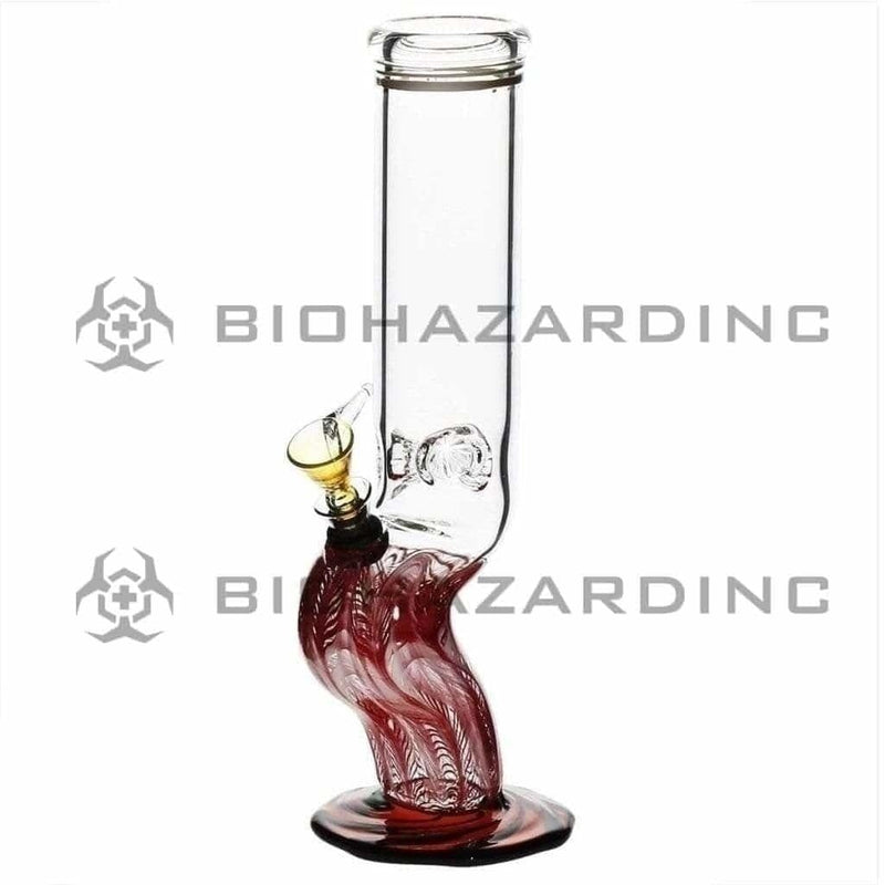 Biohazard Inc Glass Bong 14" Bend Straight Water Pipe w/ Slide - Red Rake