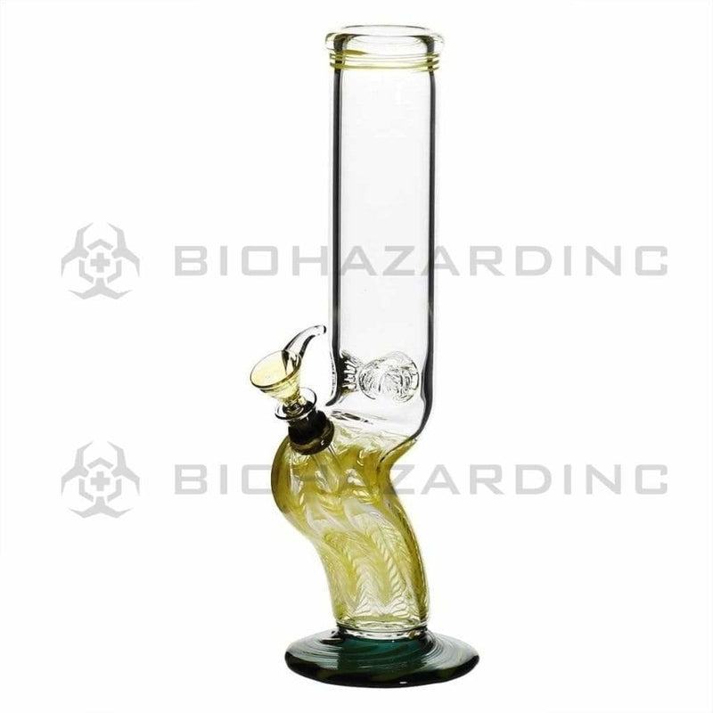 Biohazard Inc Glass Bong 14" Bend Straight Water Pipe w/ Slide - Yellow Rake