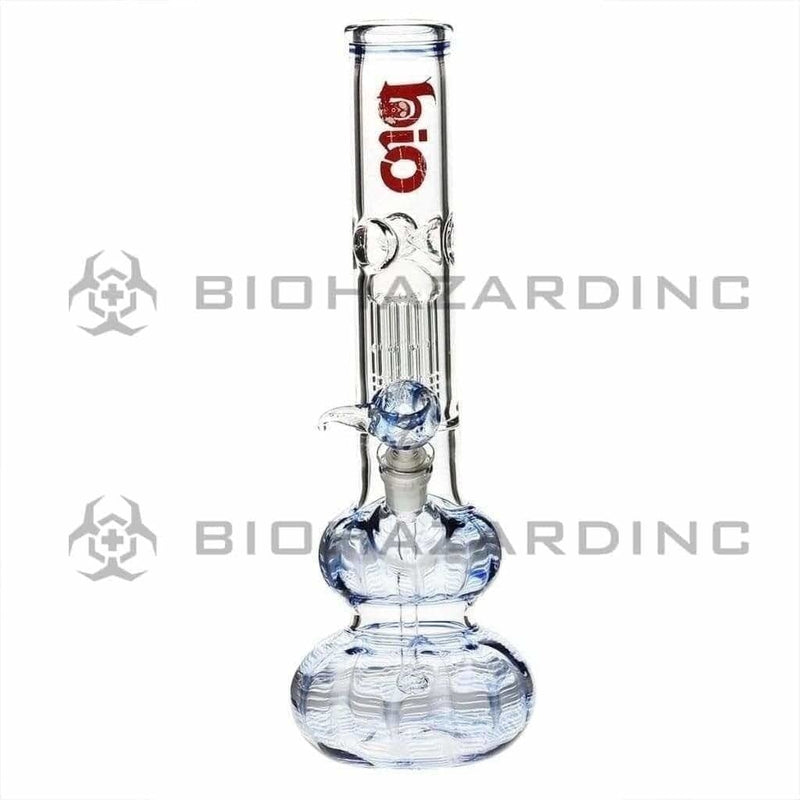 Bio Glass Glass Bong 14" BIO Double Bubble Water Pipe - Blue Rake