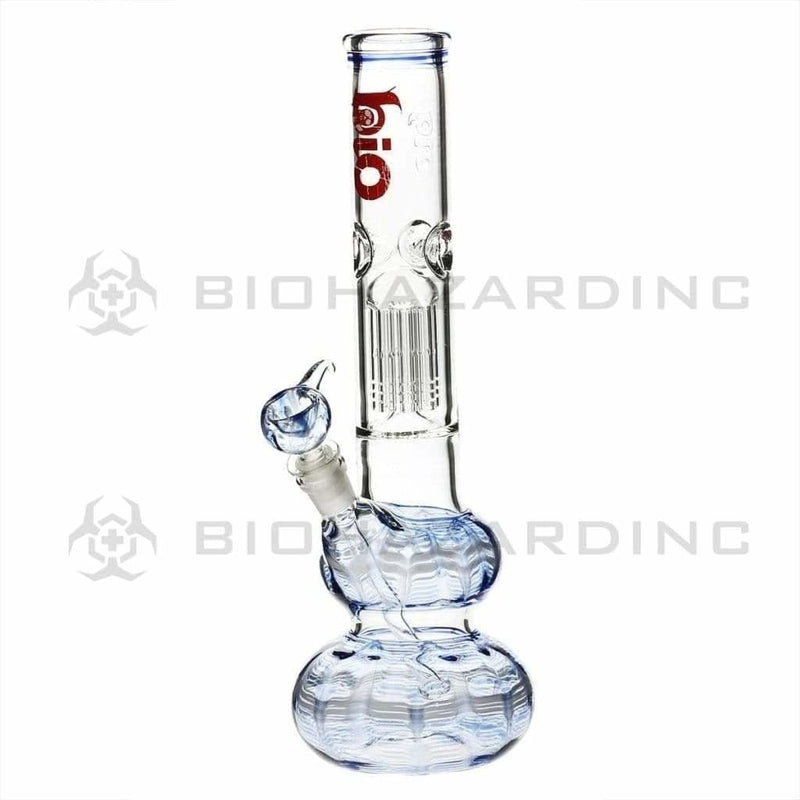 Bio Glass Glass Bong 14" BIO Double Bubble Water Pipe - Blue Rake