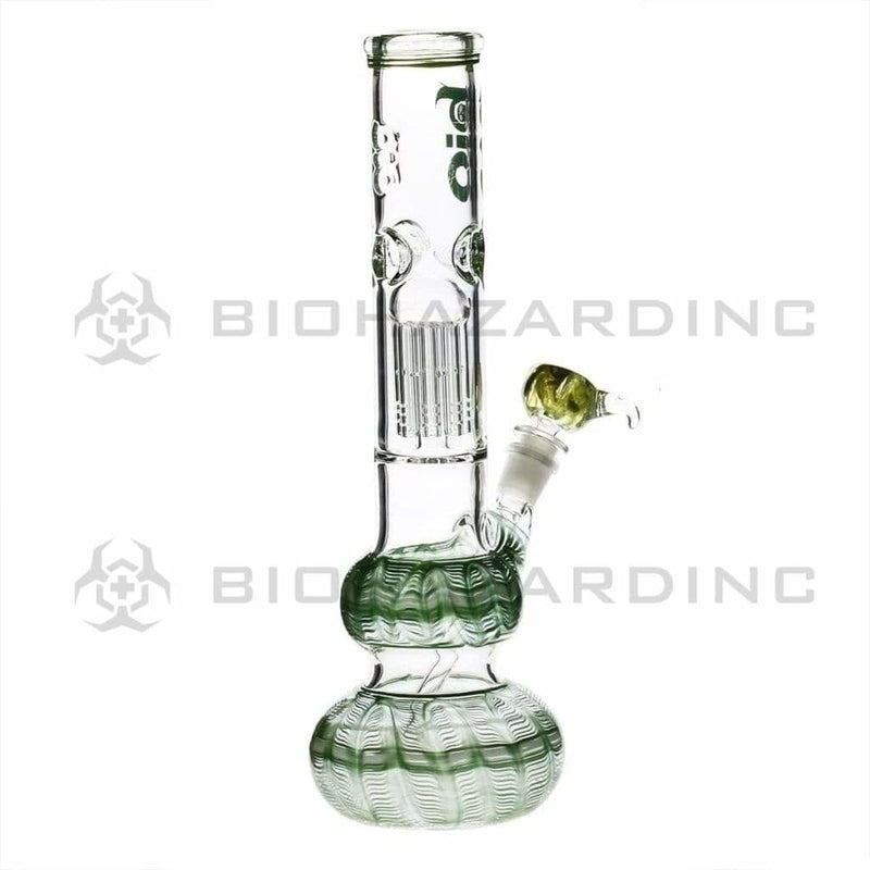 Bio Glass Glass Bong 14" BIO Double Bubble Water Pipe - Green Rake