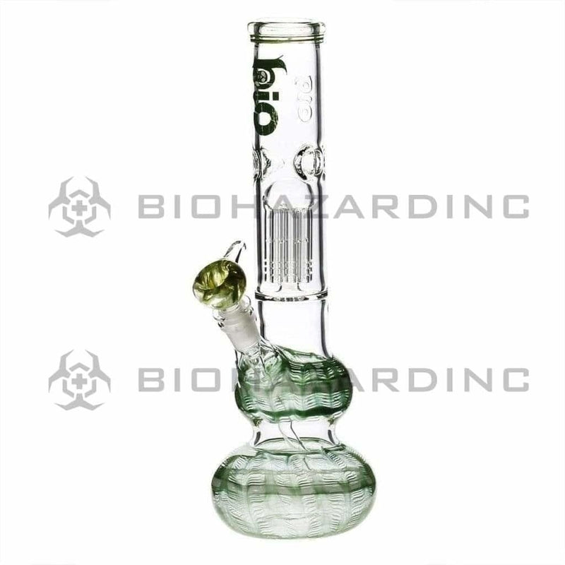 Bio Glass Glass Bong 14" BIO Double Bubble Water Pipe - Green Rake