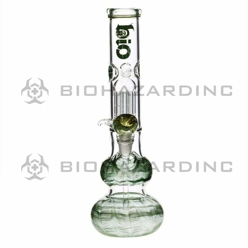 Bio Glass Glass Bong 14" BIO Double Bubble Water Pipe - Green Rake