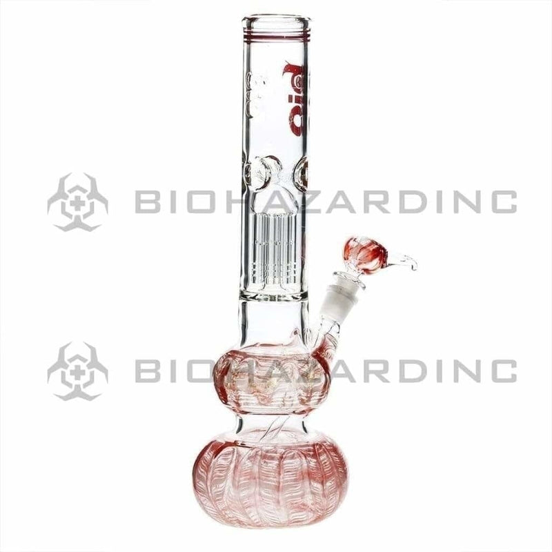 Bio Glass Glass Bong 14" BIO Double Bubble Water Pipe - Red Rake