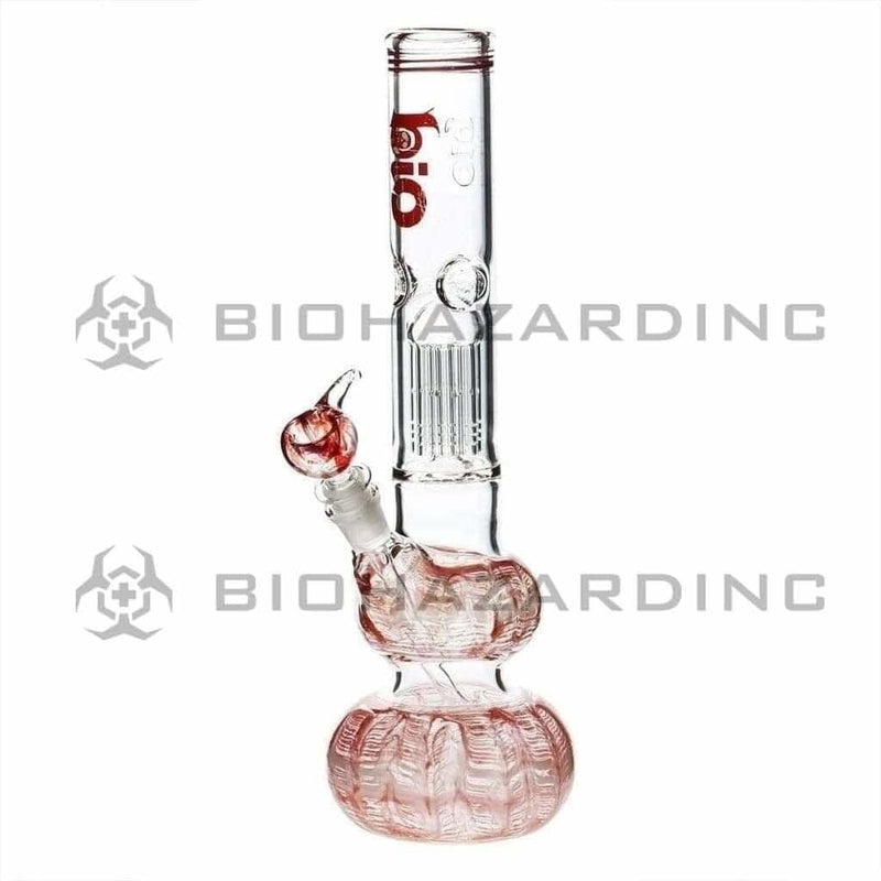 Bio Glass Glass Bong 14" BIO Double Bubble Water Pipe - Red Rake