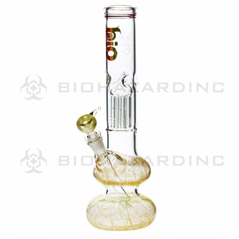 Bio Glass Glass Bong 14" BIO Double Bubble Water Pipe - Yellow Rake