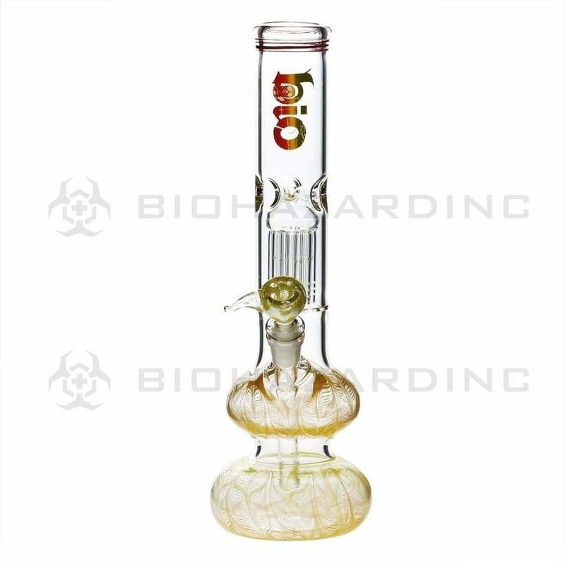 Bio Glass Glass Bong 14" BIO Double Bubble Water Pipe - Yellow Rake