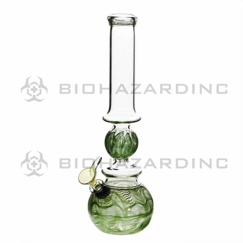 Biohazard Inc Glass Bong 14" Green Wrap & Rake Bubble Ring Waterpipe w/ Slider Bowl