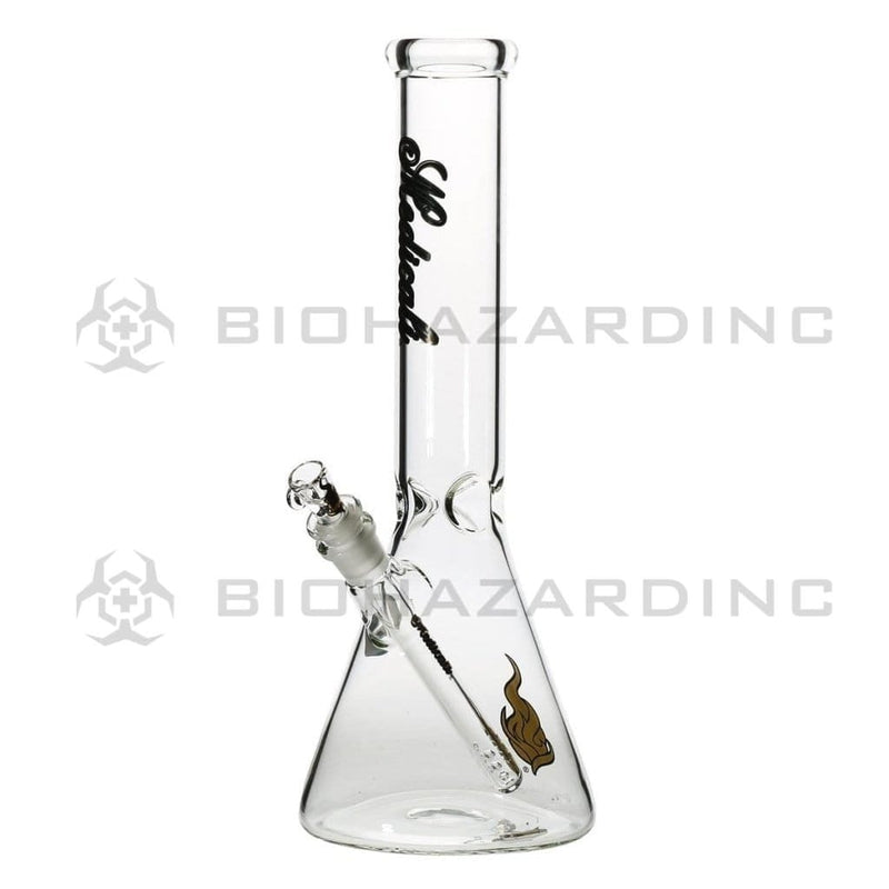 Medicali Glass Bong 14" Medicali Beaker Water Pipe - Gold/Black Script