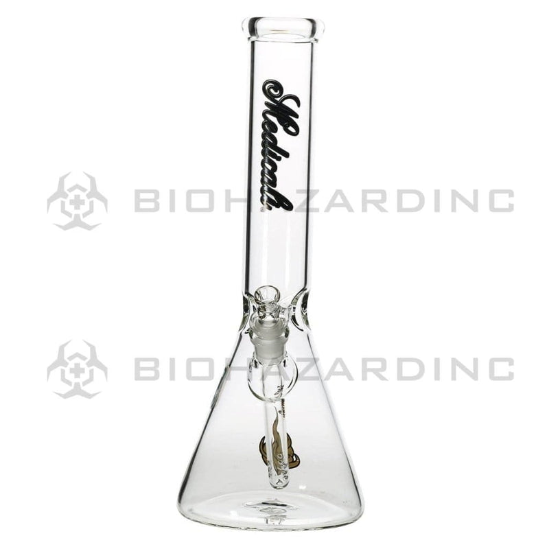 Medicali Glass Bong 14" Medicali Beaker Water Pipe - Gold/Black Script