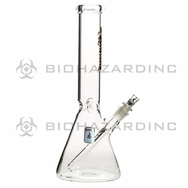 Medicali Glass Bong 14" Medicali Beaker Water Pipe - Gold/Black Script