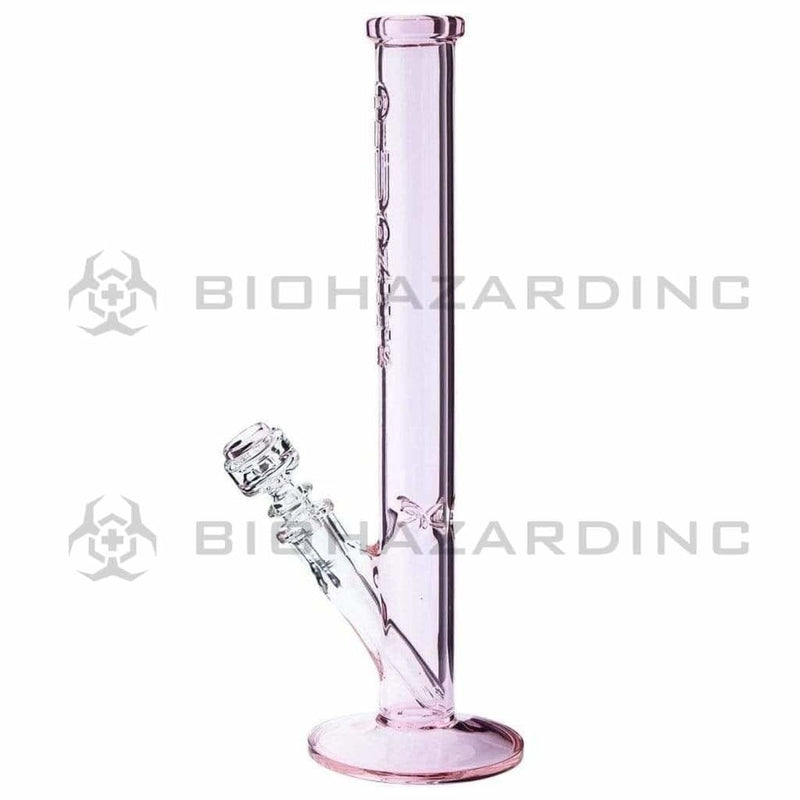 Biohazard Inc Glass Bong 14" PURE Glass 3D Emboss 38mm x 4mm Pink Straight Waterpipe