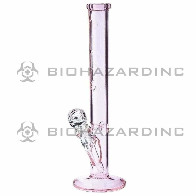 Biohazard Inc Glass Bong 14" PURE Glass 3D Emboss 38mm x 4mm Pink Straight Waterpipe