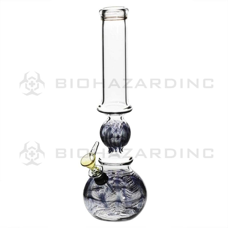 Biohazard Inc Glass Bong 14" Ring Bubble Ring Water Pipe w/ Slide - Black Rake