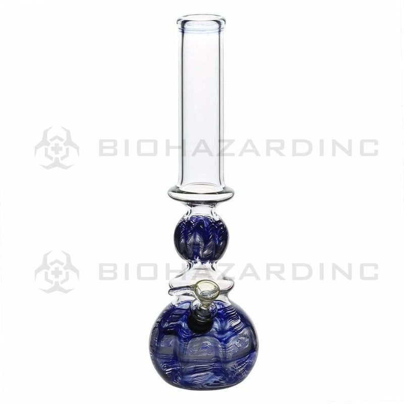 Biohazard Inc Glass Bong 14" Ring Bubble Ring Water Pipe w/ Slide - Blue Rake