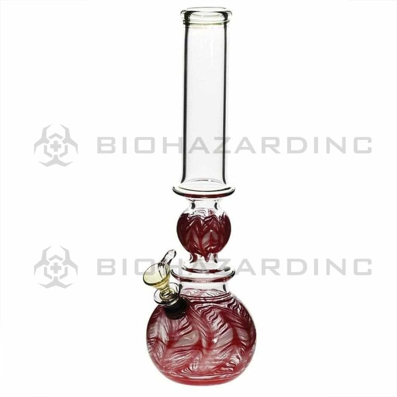 Biohazard Inc Glass Bong 14" Ring Bubble Ring Water Pipe w/ Slide - Red Rake