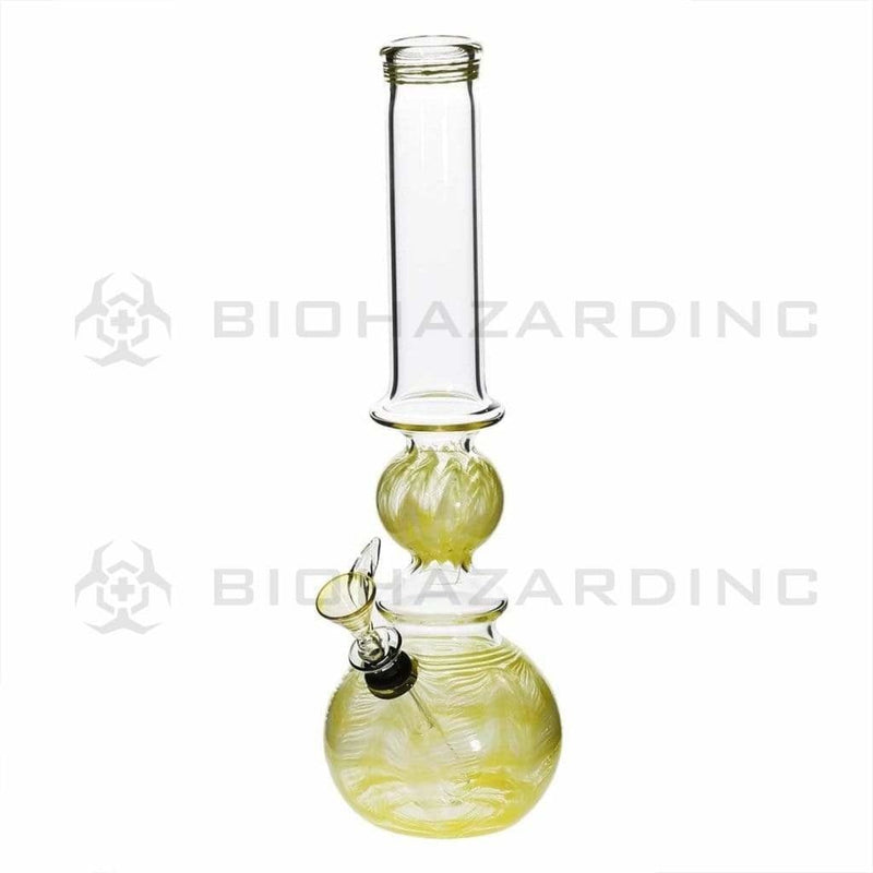 Biohazard Inc Glass Bong 14" Ring Bubble Ring Water Pipe w/ Slide - Yellow Rake