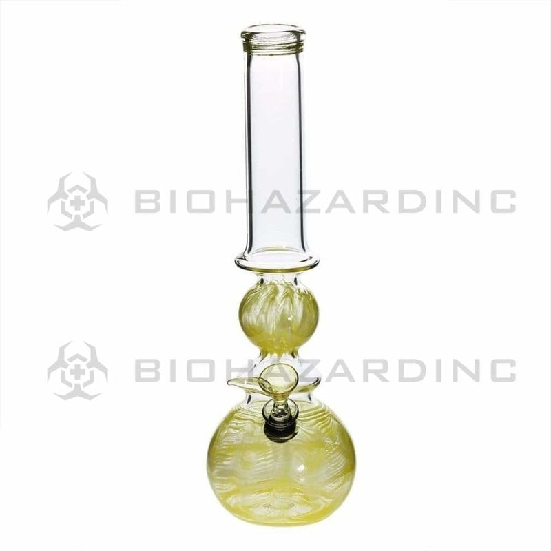 Biohazard Inc Glass Bong 14" Ring Bubble Ring Water Pipe w/ Slide - Yellow Rake