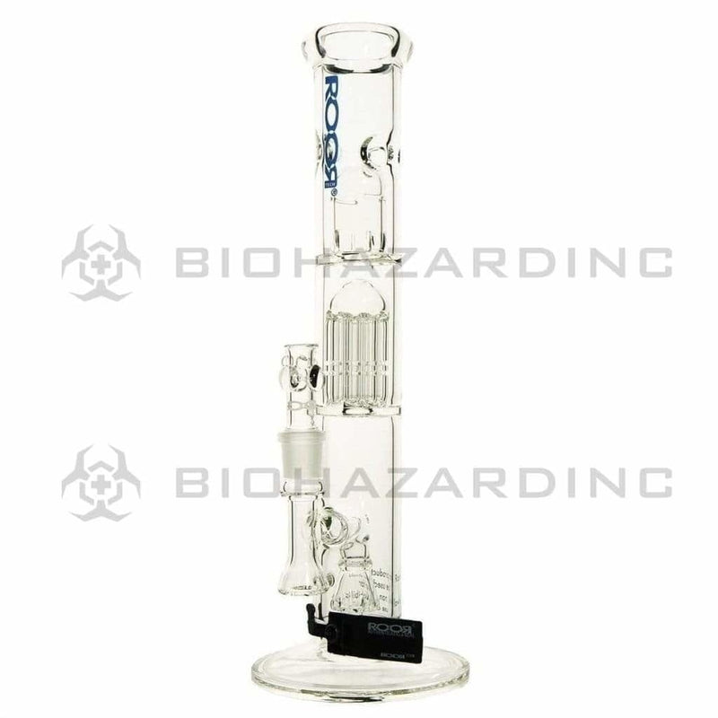 Roor Glass Bong 14" ROOR 10arm Tree Percolator w/ Splashguard Straight Waterpipe - Blue Logo - 50mm x 5mm