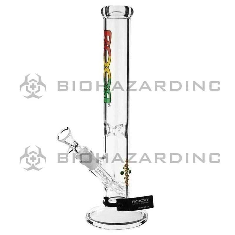 Roor Glass Bong 14" ROOR Classic Straight Waterpipe - Rasta Logo - 45mm x 5mm